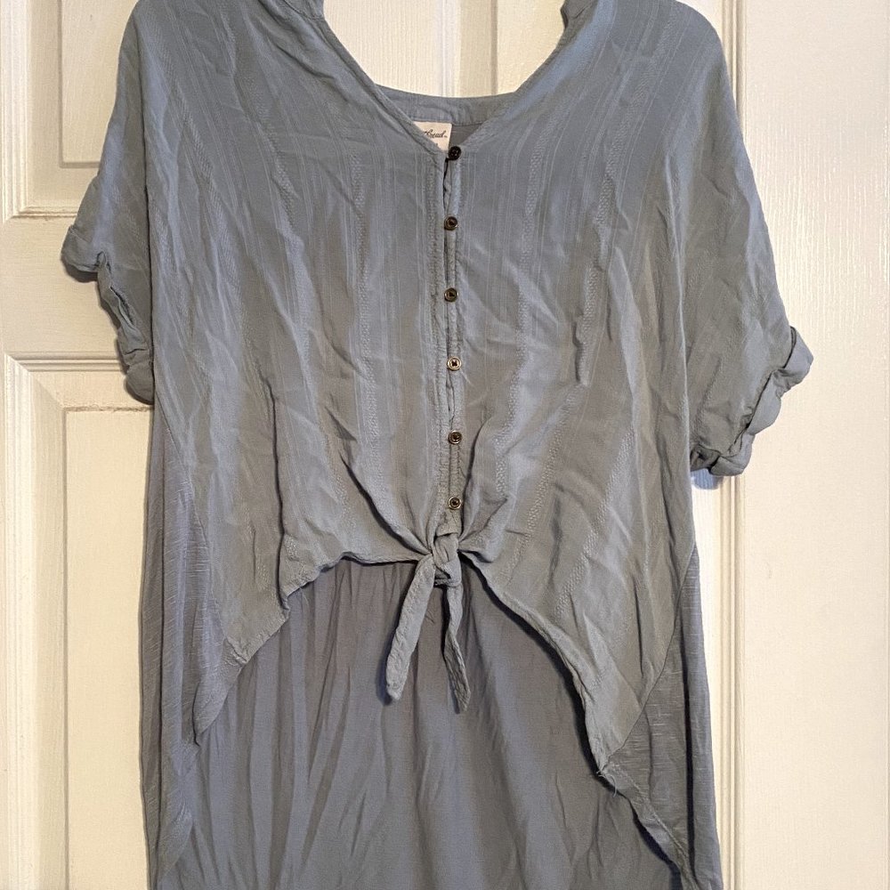 Blue button down blouse